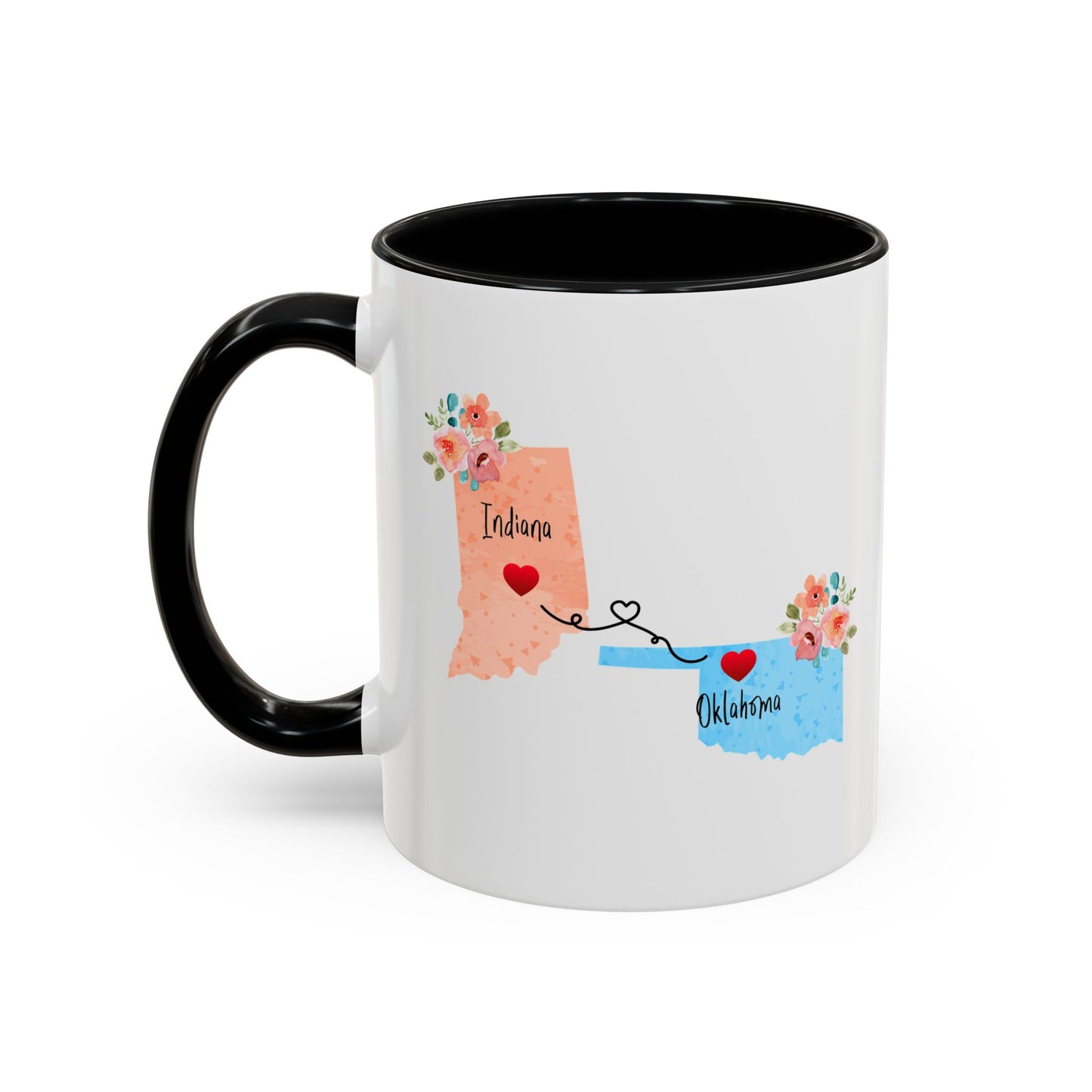 Long Distance Friendship Coffee Mug - Indiana & Oklahoma Design | Moving Away Gift