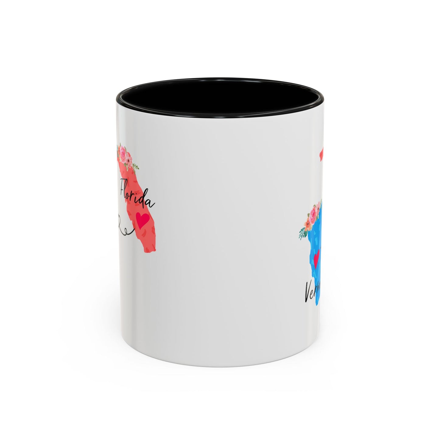 Long Distance Family Coffee Mug - Florida and Vermont Design | Moving Away Gift