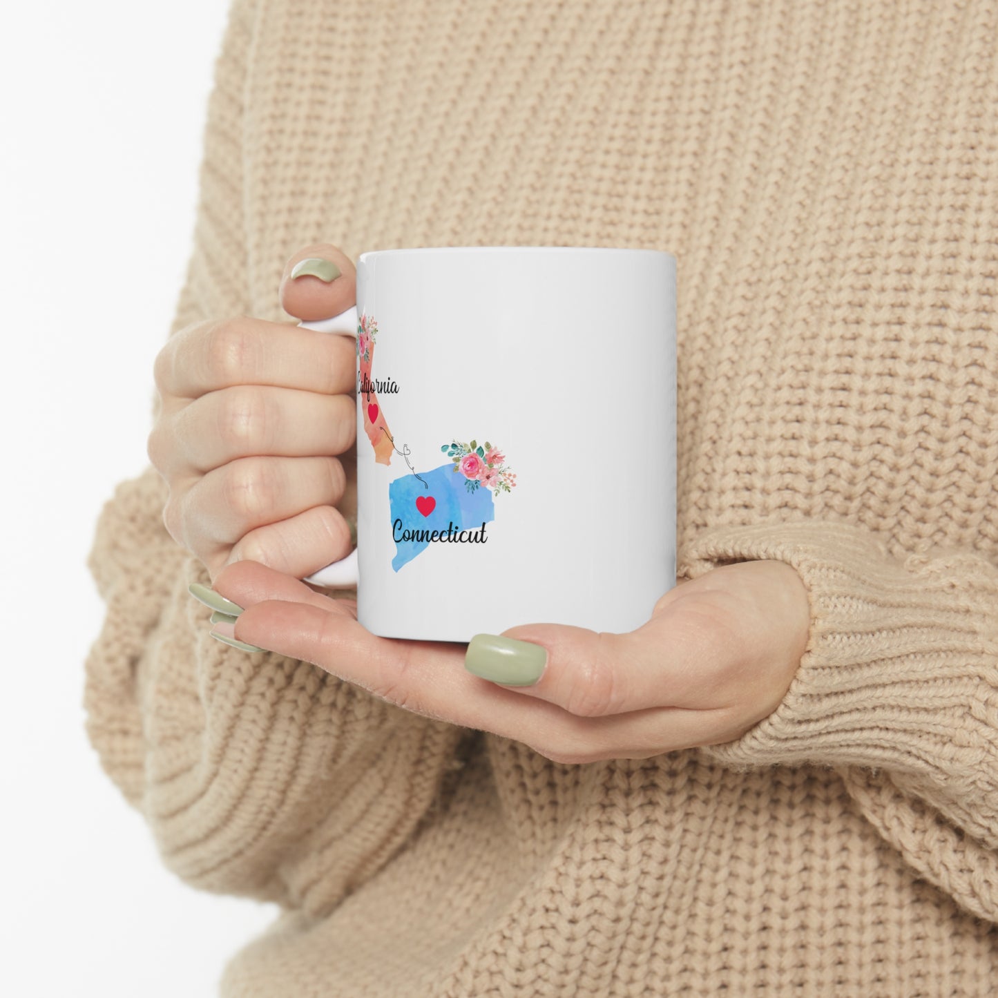 Mom and Dad Long Distance Coffee Mug - California & Connecticut Design | Perfect Sentimental Gift