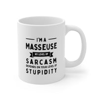 Load image into Gallery viewer, Masseuse Funny Coffee Mug - My Level of Sarcasm Design | Gift for Coworkers
