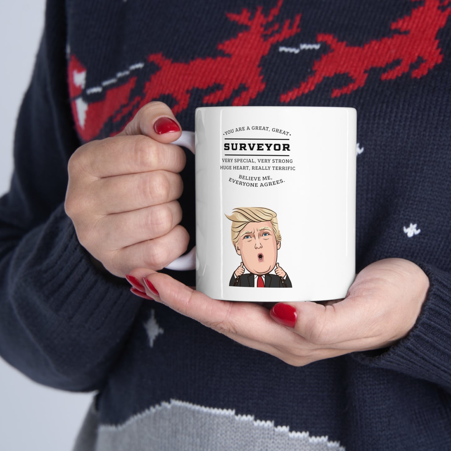Funny Surveyor Donald Trump Coffee Mug - President Novelty Christmas Gift Idea for Men Women