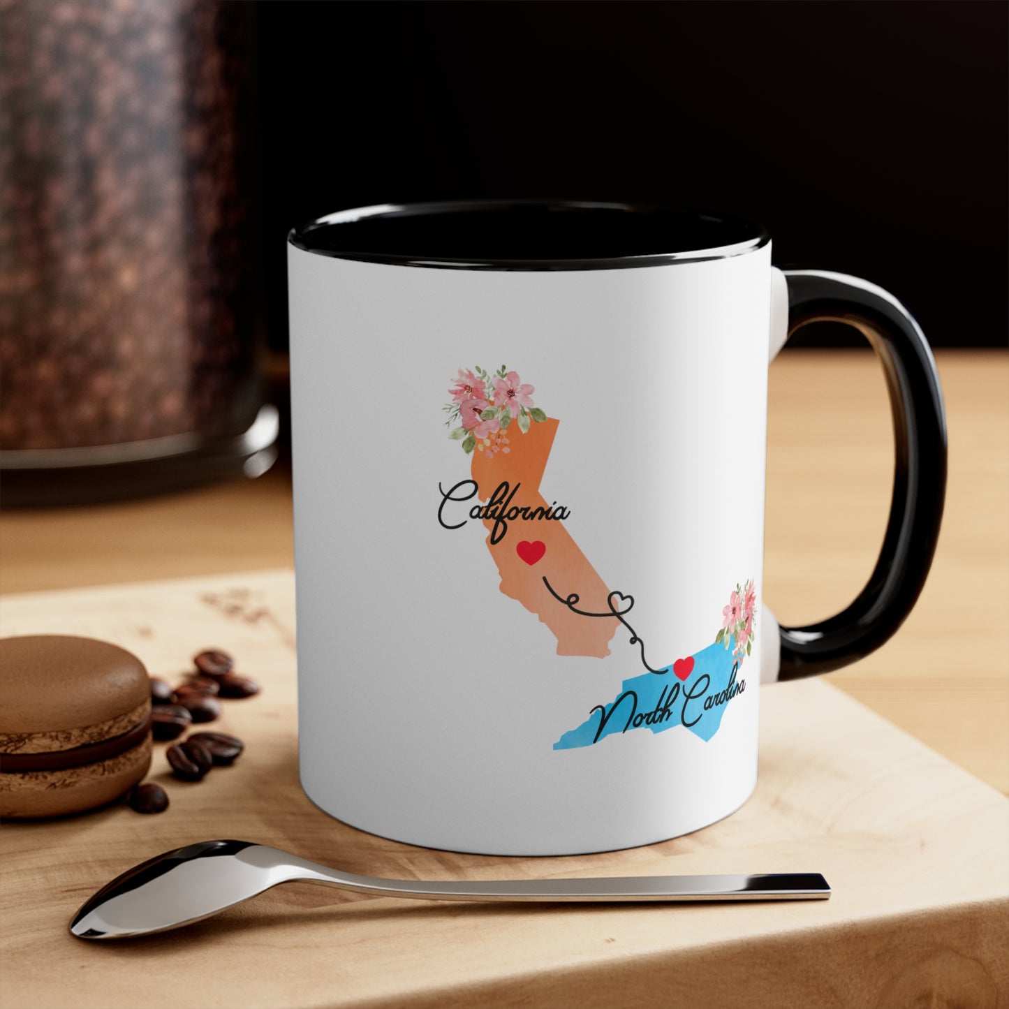 California North Carolina Gifts | Long Distance State Coffee Mug | State to State | Away From Hometown Family | Moving Away Mug