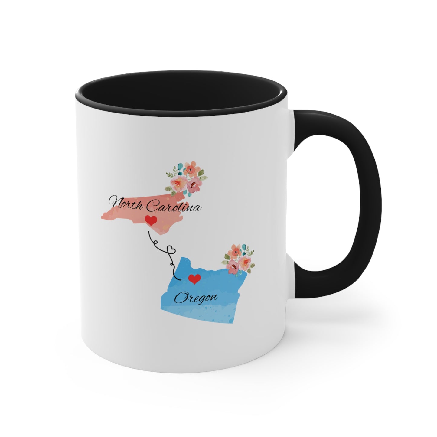 Long Distance Friends Coffee Mug - North Carolina to Oregon Design | Moving Away Gift