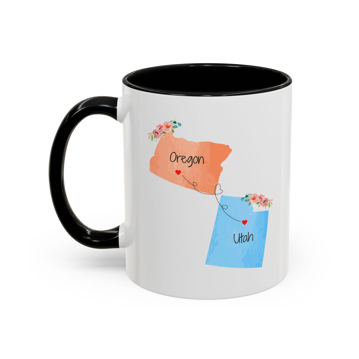 Oregon Utah Gifts | Long Distance State Two Tone Coffee Mug | State to State | Away From Hometown Family | Moving Away Gift