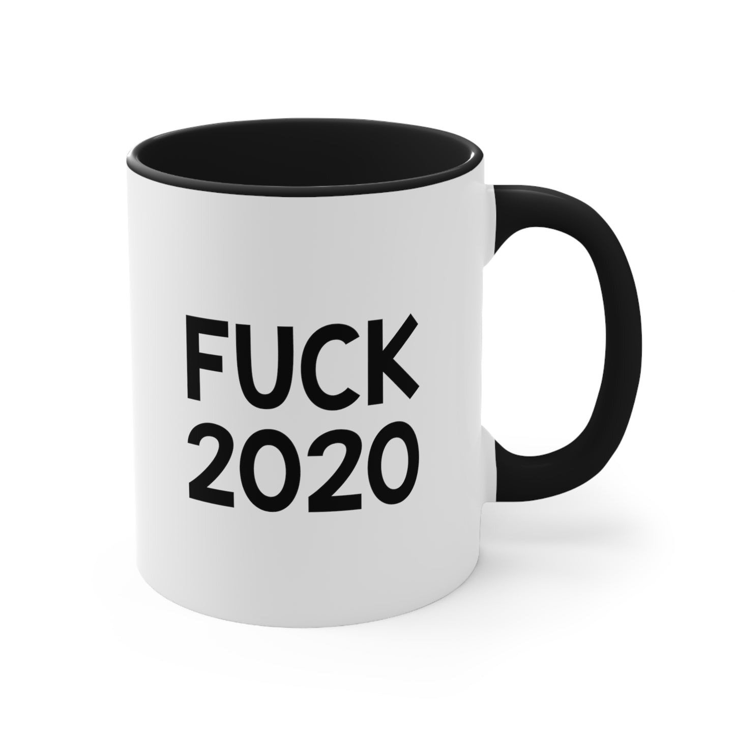 Funny Quarantine Two Tone Black Mug, Fuck 2020, Sarcasm New Years Christmas For Men Women
