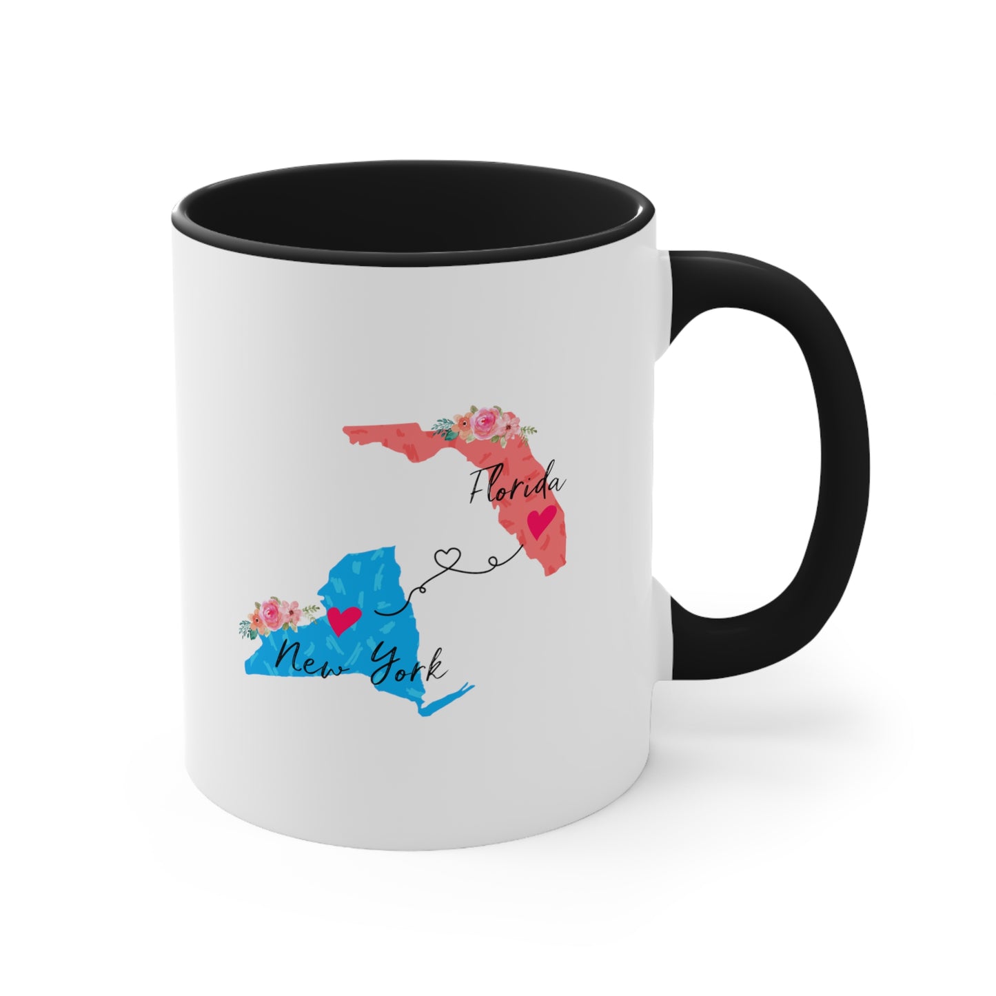 Long Distance Family Coffee Mug - Florida & New York Design | Moving Away Gift