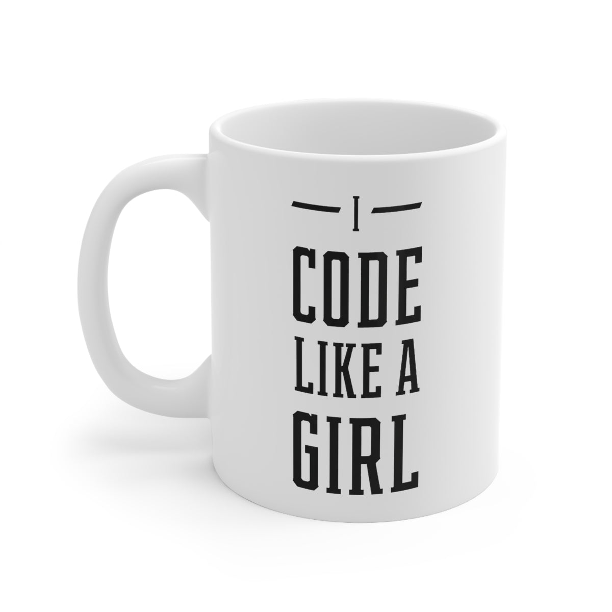 Funny Computer Nerd Coffee Mug - I code like a girl - Programming Gifts for Geek Men Women