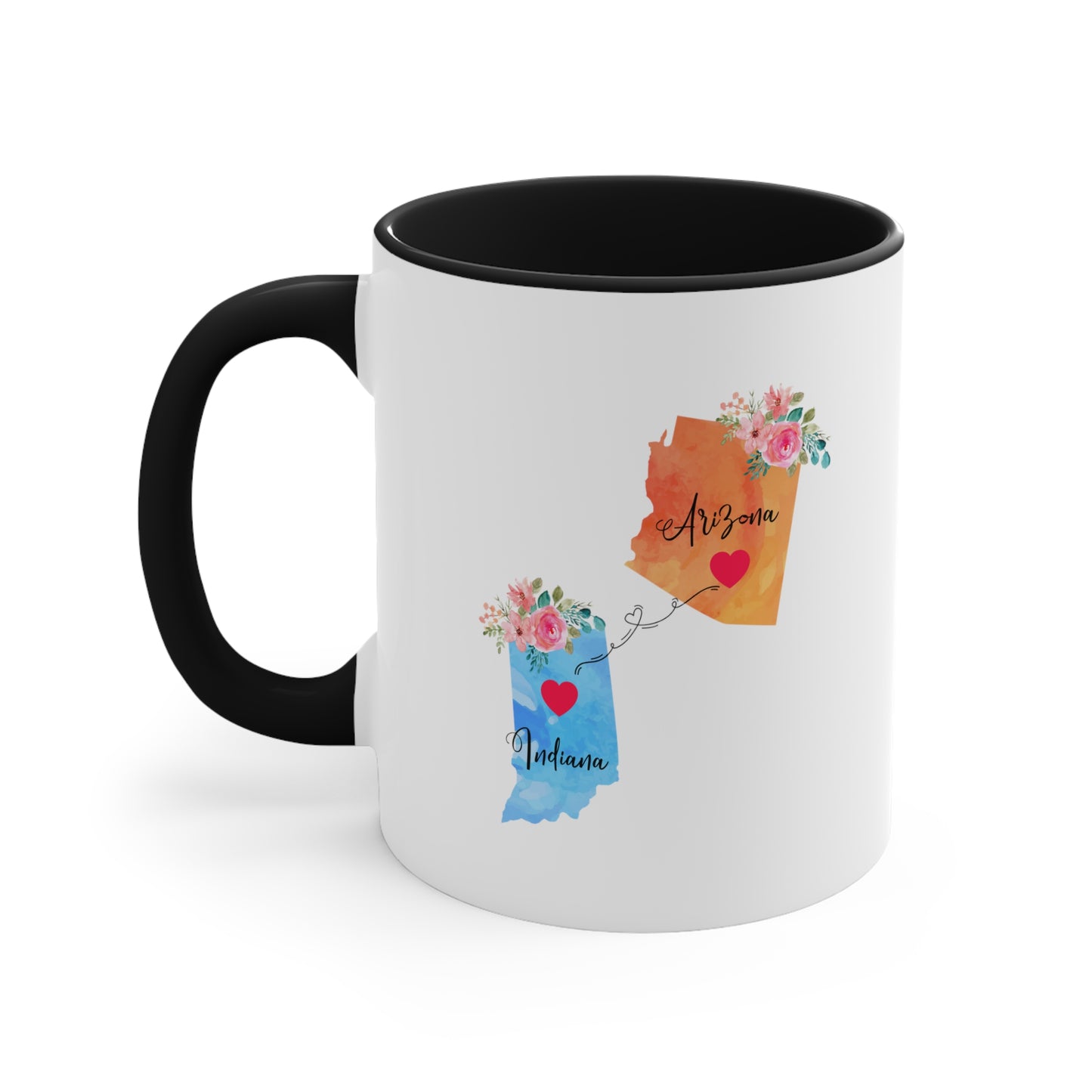 Long Distance Relationship Coffee Mug - Arizona & Indiana Design | Moving Away Gift