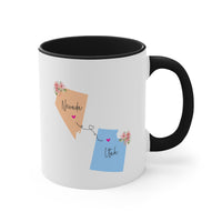 Load image into Gallery viewer, Nevada Utah Coffee Mug - Love Between States Design | Moving Away Gift

