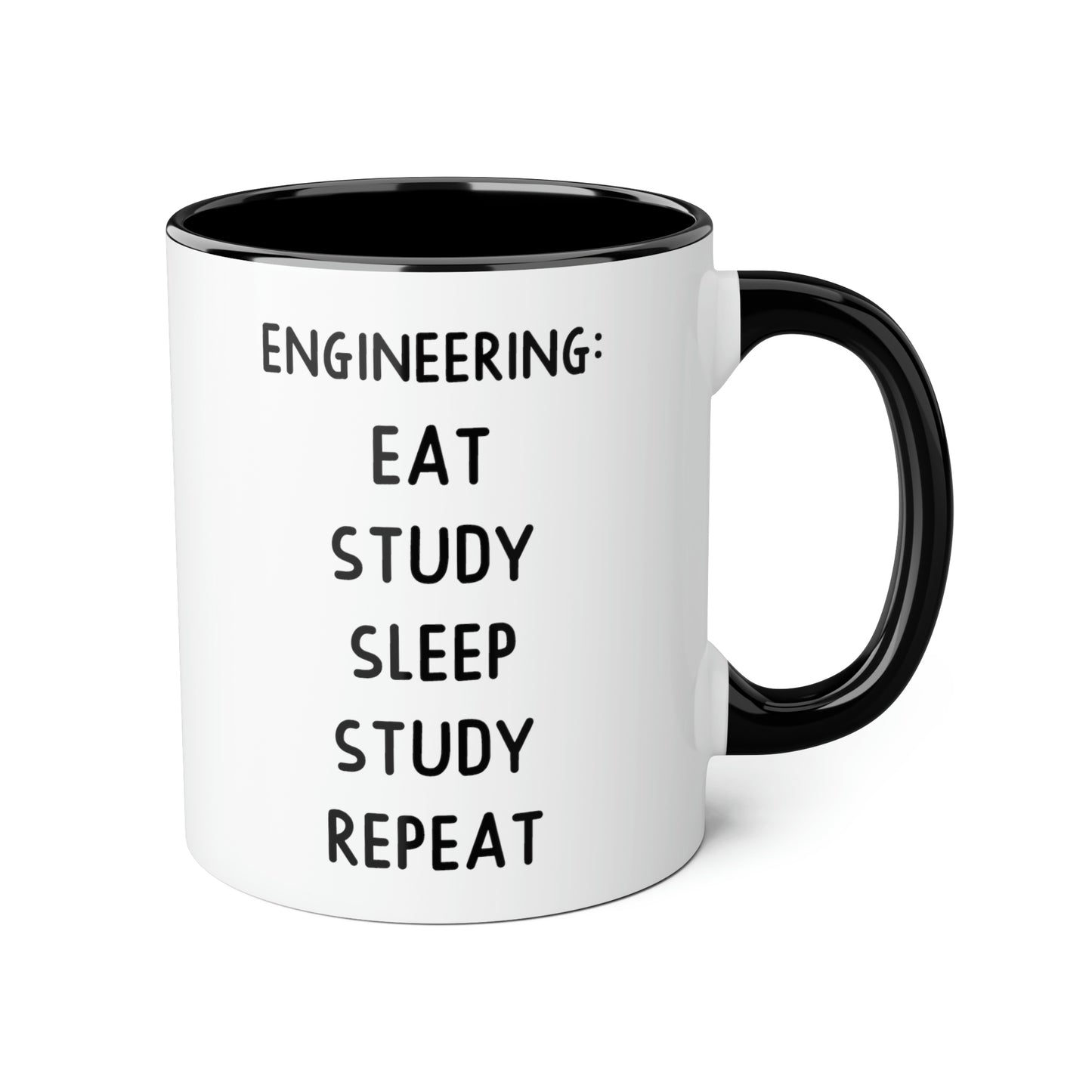 Engineer Funny Two Tone Coffee Mug - Engineering Eat Study Sleep Repeat | Graduation Gift