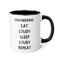 Load image into Gallery viewer, Engineer Funny Two Tone Coffee Mug - Engineering Eat Study Sleep Repeat | Graduation Gift
