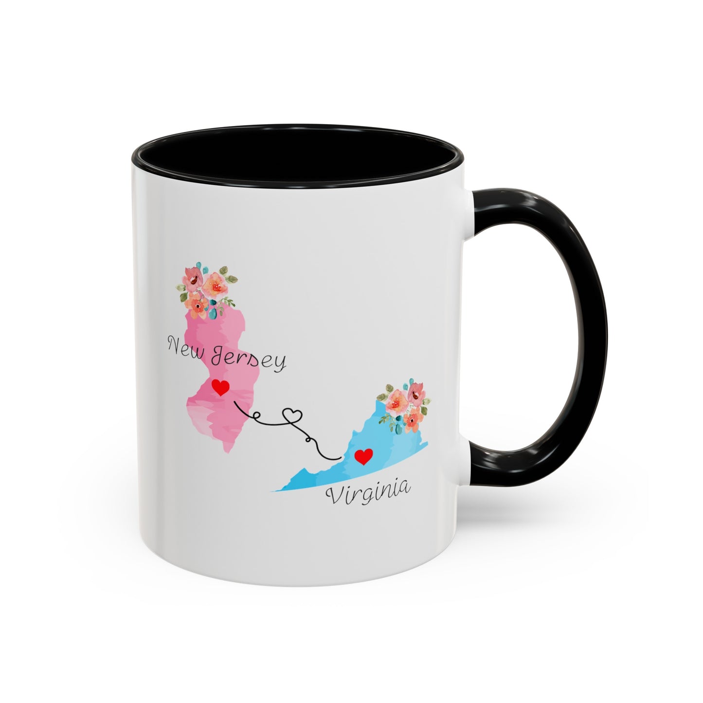 Long Distance Friendship Coffee Mug - New Jersey & Virginia Design | Perfect Moving Away Gift
