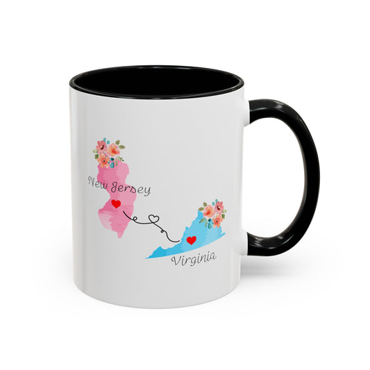Long Distance Friendship Coffee Mug - New Jersey & Virginia Design | Perfect Moving Away Gift