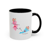 Load image into Gallery viewer, Long Distance Friendship Coffee Mug - New Jersey &amp; Virginia Design | Perfect Moving Away Gift
