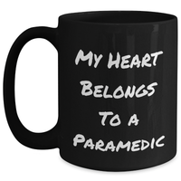 Load image into Gallery viewer, Funny Rescue Worker Gifts for Men - &#39;My Heart Belongs To A Rescue Worker&#39; Black Coffee Mug, Unique Gifts from Men to Rescue Workers on Father&#39;s Day - Main
