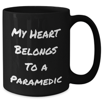 Load image into Gallery viewer, Funny Rescue Worker Gifts for Men - &#39;My Heart Belongs To A Rescue Worker&#39; Black Coffee Mug, Unique Gifts from Men to Rescue Workers on Father&#39;s Day - Additional
