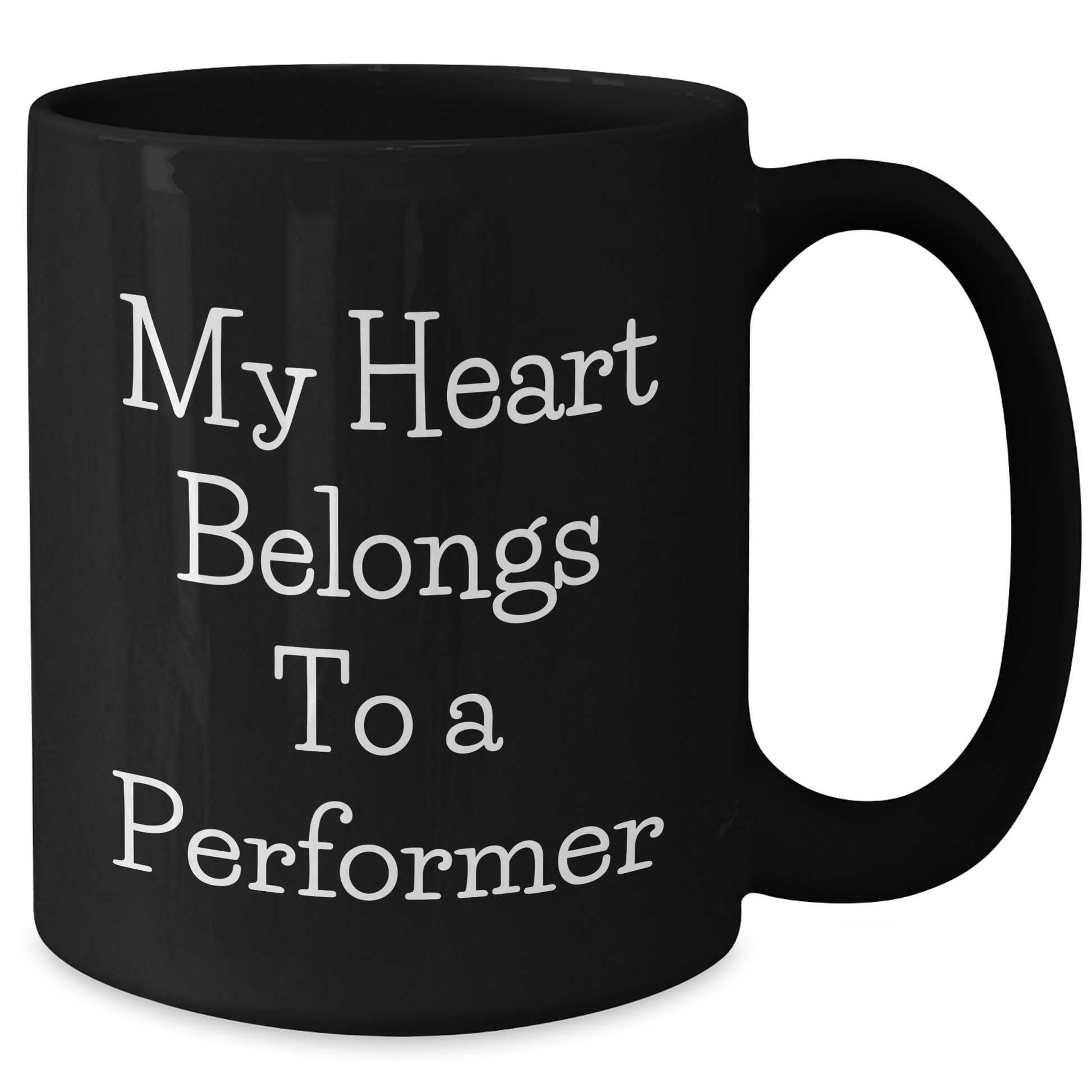 Funny Performer Gifts from Friends, Unique Black Coffee Mug for Him, 'My Heart Belongs To A Performer' Quote, Father's Day Unique Gifts for Men - Additional