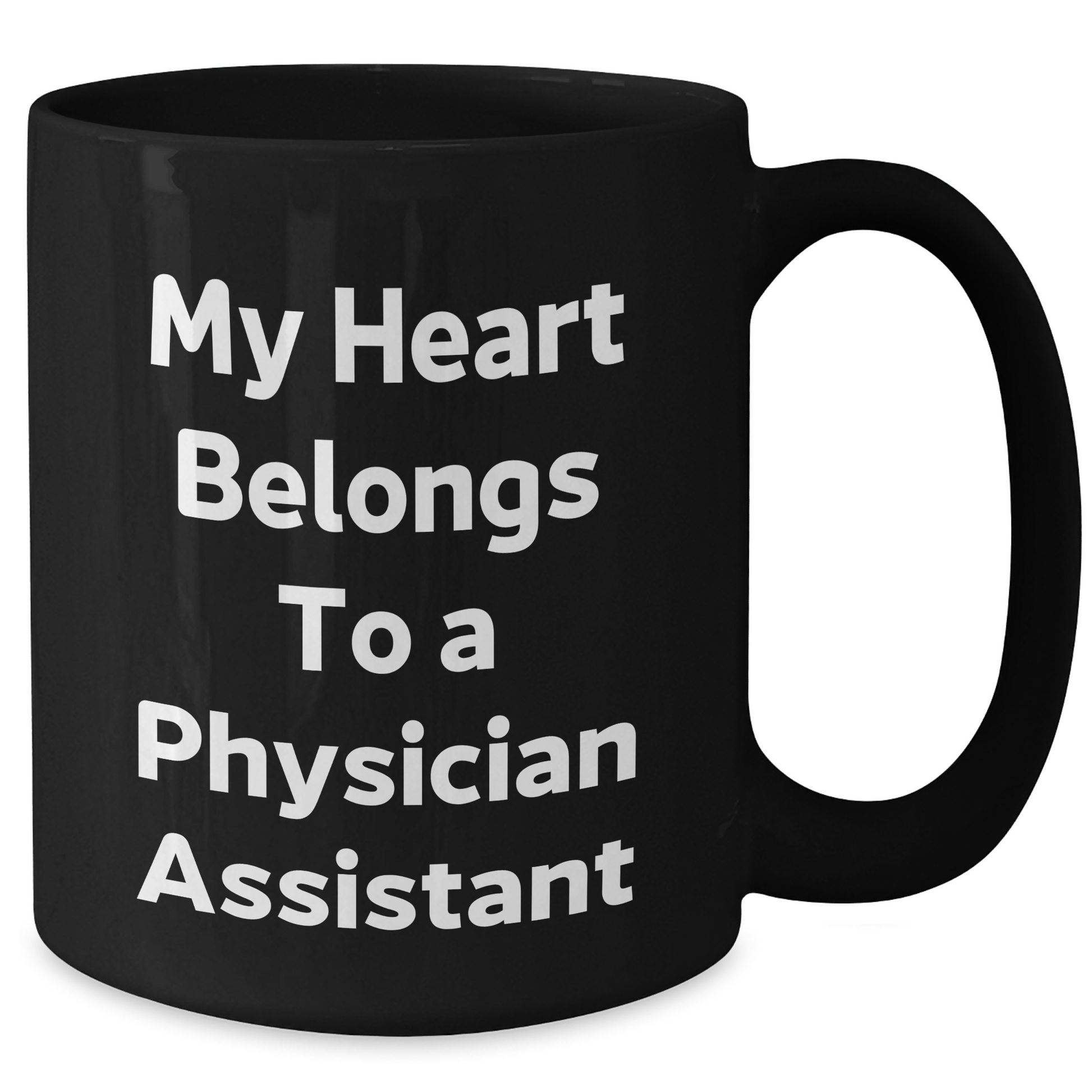 Funny Physician Assistant Gifts, 'My Heart Belongs To A Physician Assistant' Black Coffee Mug, Gift from Friends for Physician Assistant on Father's Day - Additional