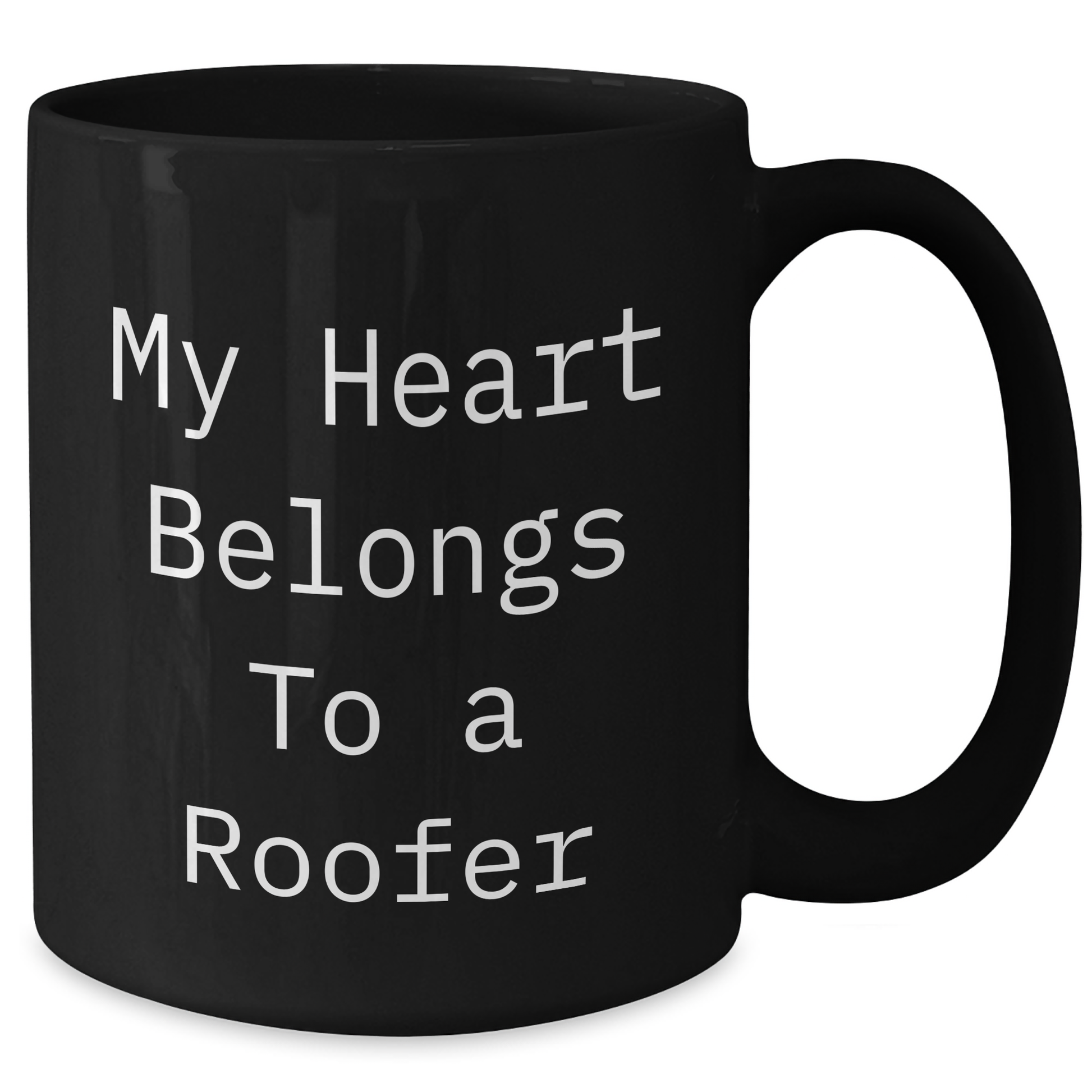 Funny Roofer Gifts - My Heart Belongs To A Roofer Black Coffee Mug, Father's Day Unique Gifts from Family to Men - Additional