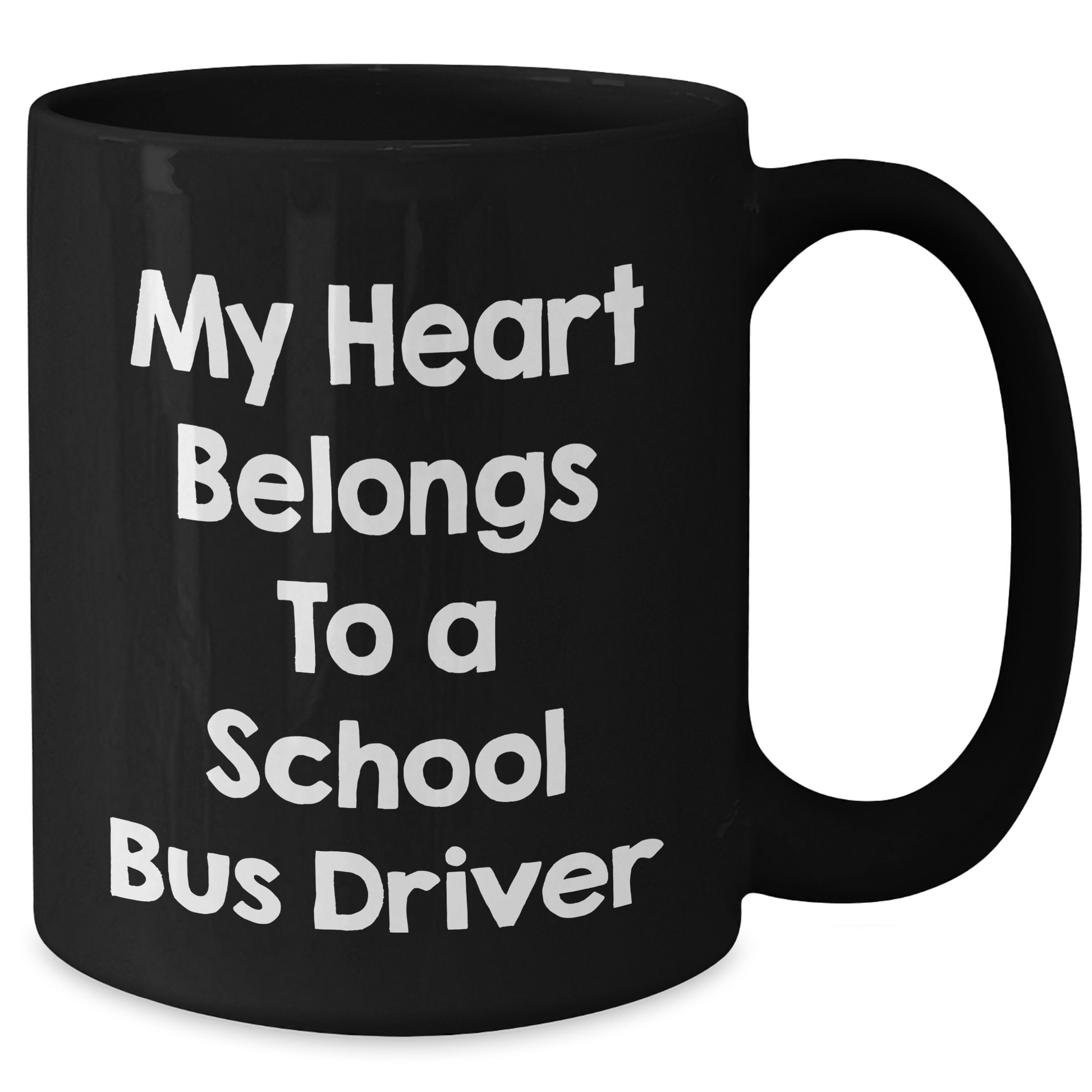 Funny School Bus Driver Gifts from Friends to School Bus Driver My Heart Belongs To A School Bus Driver Black Coffee Mug for Father's Day - Additional