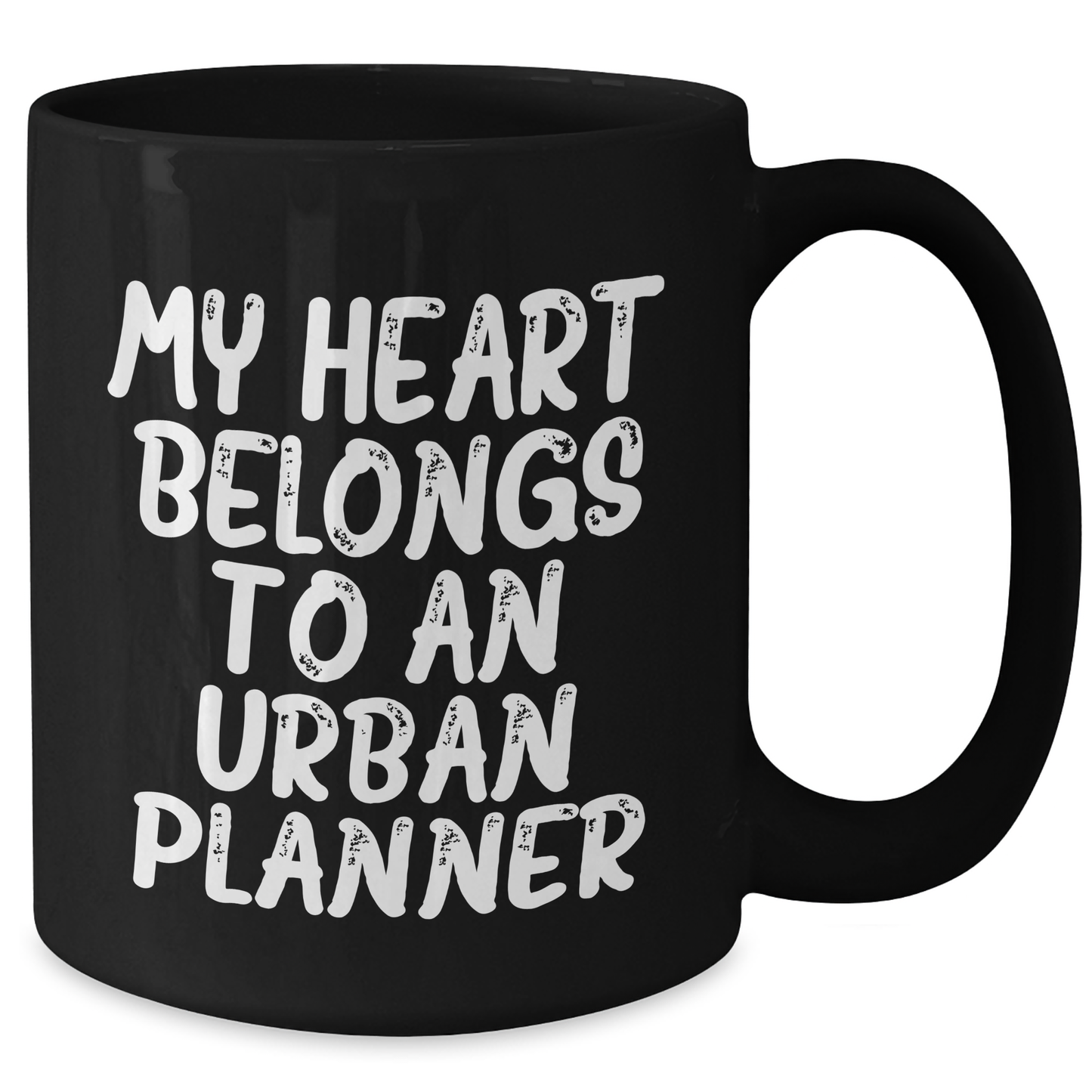 Funny Urban Planner Gifts - My Heart Belongs To An Urban Planner, Black Coffee Mug, Unique Father's Day Unique Gifts from Husband, Sweetheart, or Friend - Additional