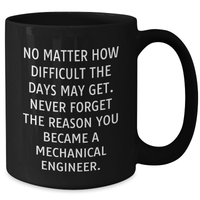 Load image into Gallery viewer, Funny Mechanical Engineer Gifts from Men for Father&#39;s Day, Inspirational Quote Black Coffee Mug, 11oz or 15oz, Microwave and Dishwasher Safe - Additional
