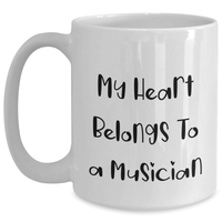 Load image into Gallery viewer, Funny Musician Gifts for Mother's Day - 'My Heart Belongs To A Musician' White Coffee Mug, Gifts from Friends, Family, or Coworkers to Musician - Main
