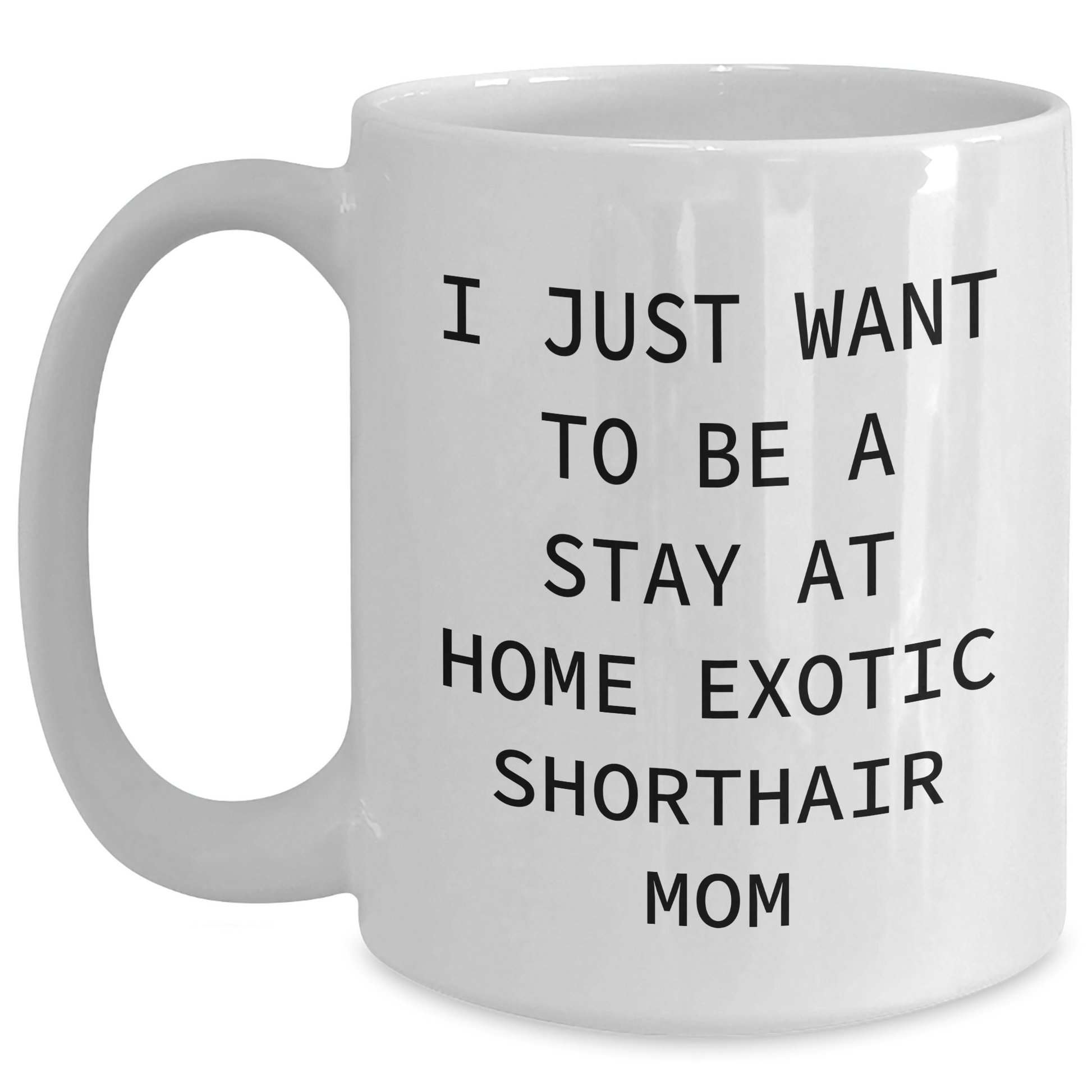 Exotic Shorthair Cat Mom Gifts for Men from Friends - 'I Just Want To Be A Stay At Home Exotic Shorthair Mom' Quote on White Coffee Mug, Father's Day Unique Gifts - Main