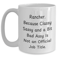 Load image into Gallery viewer, Funny Rancher Gifts: White Coffee Mug for Rancher Men, Gifts from Family, Unique Father&#39;s Day Unique Gifts for Rancher Dads, Classy Sassy and A Bit Fearlessy - Main

