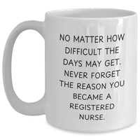 Load image into Gallery viewer, Inspirational Registered Nurse Gifts from Mom&#39;s Love - White Coffee Mug - &#39;No Matter How Difficult The Days May Get&#39; - Main
