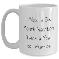 Load image into Gallery viewer, Funny Arkansas Gifts for Mom - I Need A Six Month Vacation Twice A Year To Arkansas White Coffee Mug, Unique Mother&#39;s Day Unique Gift from Family to Arkansas Lover - Main
