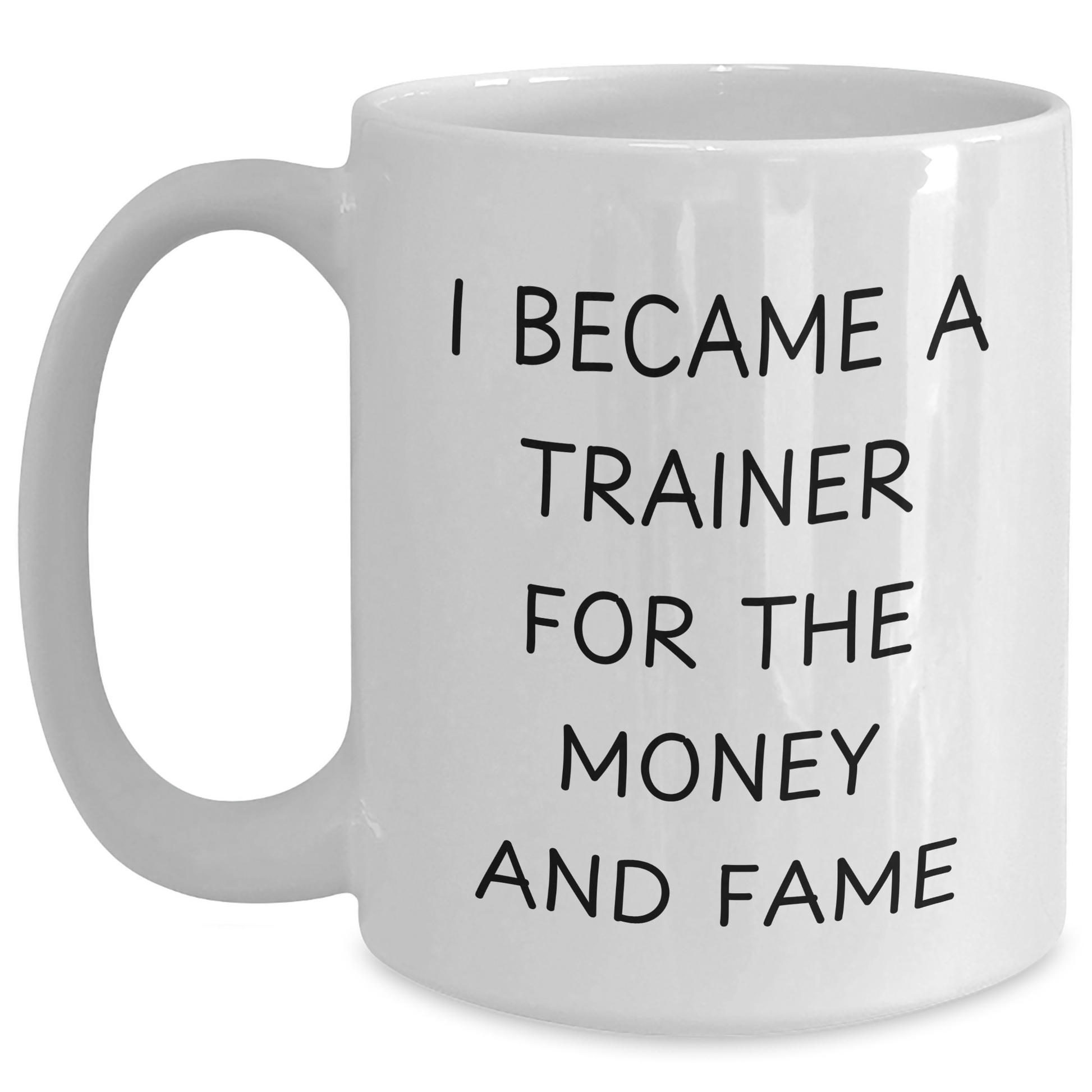 Funny Trainer Gifts for Mom's Special Day - I Became A Trainer For The Money And Fame Quote White Coffee Mug, Gifts from Friends and Family - Main