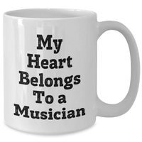 Load image into Gallery viewer, Funny Musician Gifts for Mom - My Heart Belongs To A Musician White Coffee Mug, Unique Mother's Day Unique Gifts from Family to Musician - Additional
