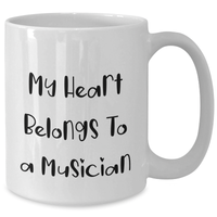 Load image into Gallery viewer, Funny Musician Gifts for Mother's Day - 'My Heart Belongs To A Musician' White Coffee Mug, Gifts from Friends, Family, or Coworkers to Musician - Additional

