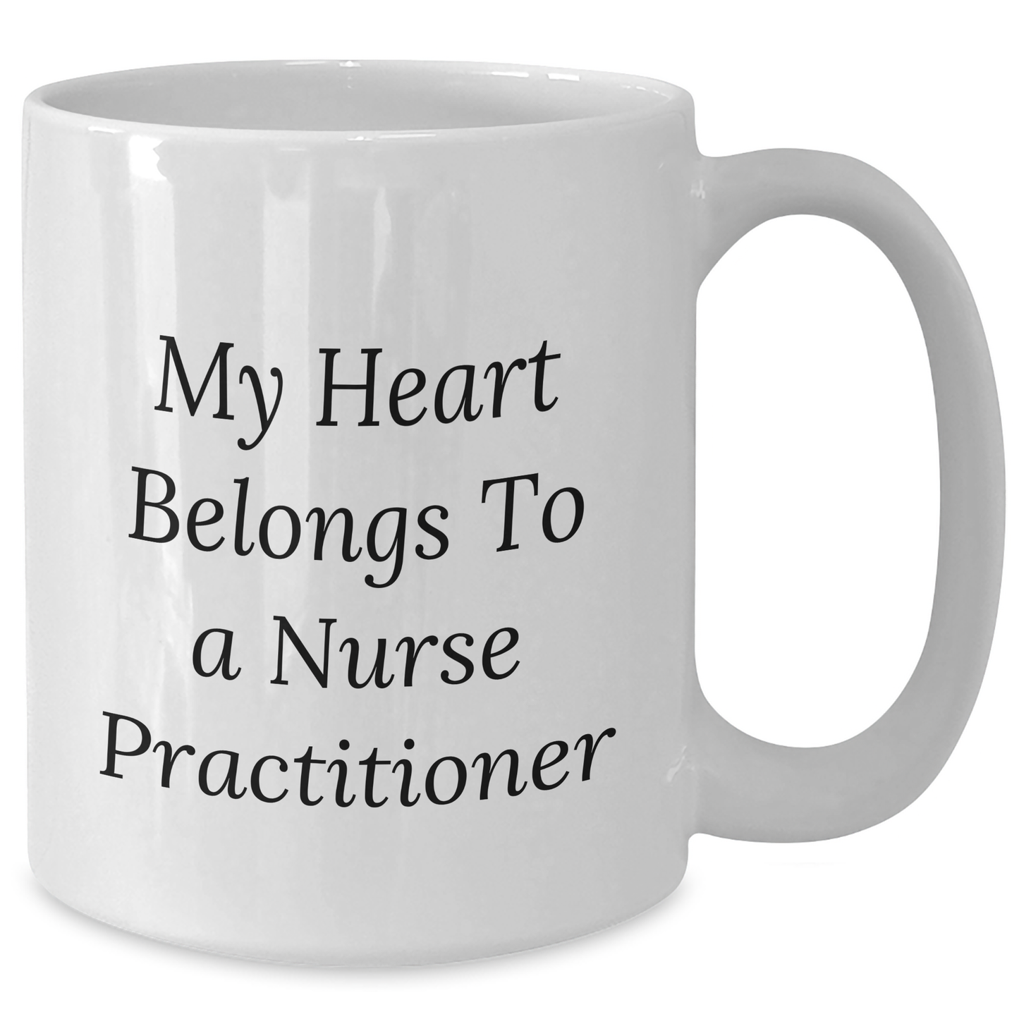 Funny Nurse Practitioner Gifts from Men, Gifts for Nurse Practitioner Dad, My Heart Belongs To A Nurse Practitioner White Coffee Mug, Unique Father's Day Unique Gifts - Additional