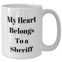 Load image into Gallery viewer, Funny Sheriff Gifts from Men for Sheriff Lovers on Father&#39;s Day - My Heart Belongs To A Sheriff White Coffee Mug - Additional
