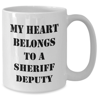 Load image into Gallery viewer, Funny Sheriff Deputy Gifts, 'My Heart Belongs To A Sheriff Deputy' White Coffee Mug for Dad's Day, Gifts from Men to Friends and Family - Additional
