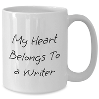 Load image into Gallery viewer, Funny Writer Gifts from Friends for Father&#39;s Day - &#39;My Heart Belongs To A Writer&#39; White Coffee Mug - Additional

