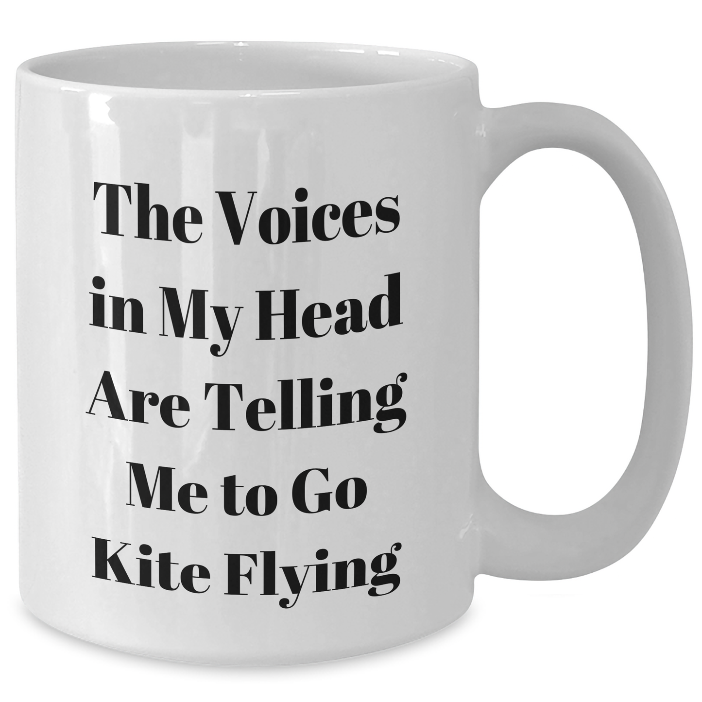 Comical Kite Flying White Coffee Mug, Funny Gift for Men, White Coffee Mug with Quote 'The Voices In My Head Are Telling Me To Go Kite Flying', Father's Day Unique Gifts from Friends or Family - Additional