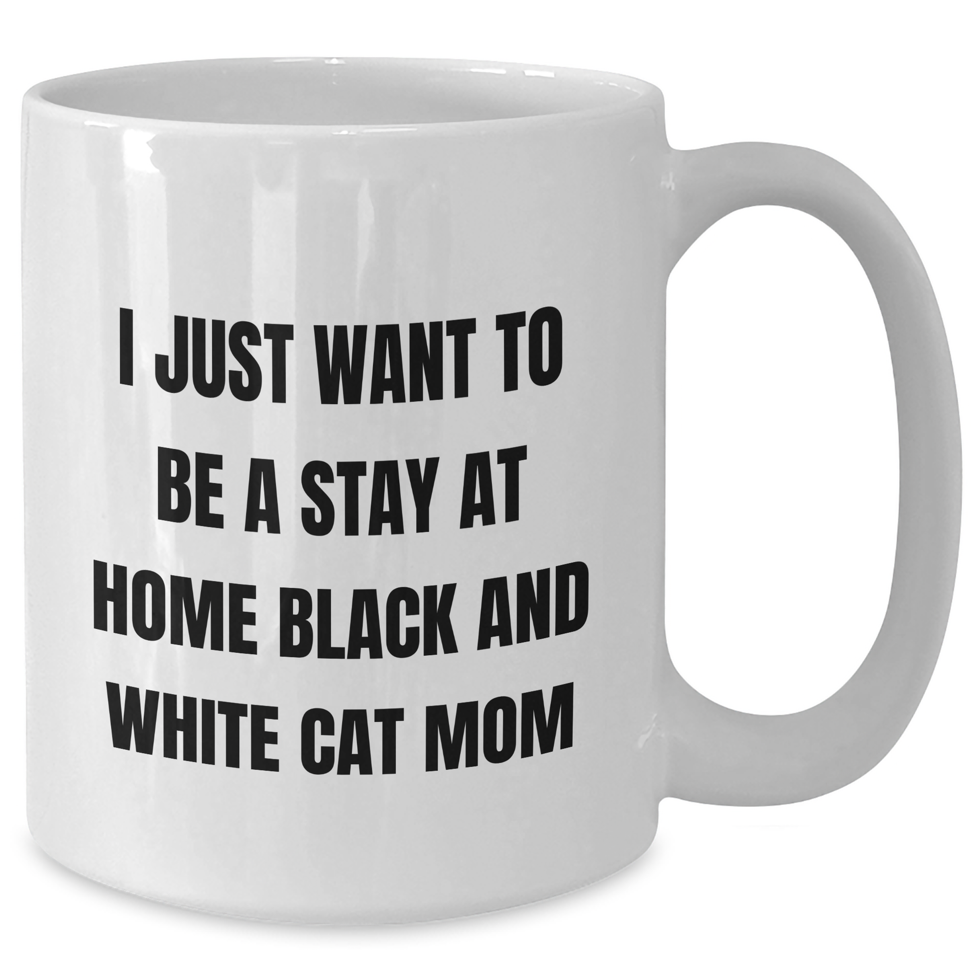 Funny Black and White Cat Mom Gift, 'I Just Want To Be A Stay At Home Black And White Cat Mom' White Coffee Mug for Dad's Unique Father's Day Unique Gifts from Family - Additional