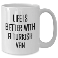Load image into Gallery viewer, Funny Turkish Van Cat Lover Gifts from Family to Men&#39;s Dad on Father&#39;s Day - White Coffee Mug, Life Is Better With A Turkish Van - Additional

