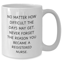 Load image into Gallery viewer, Inspirational Registered Nurse Gifts from Mom&#39;s Love - White Coffee Mug - &#39;No Matter How Difficult The Days May Get&#39; - Additional
