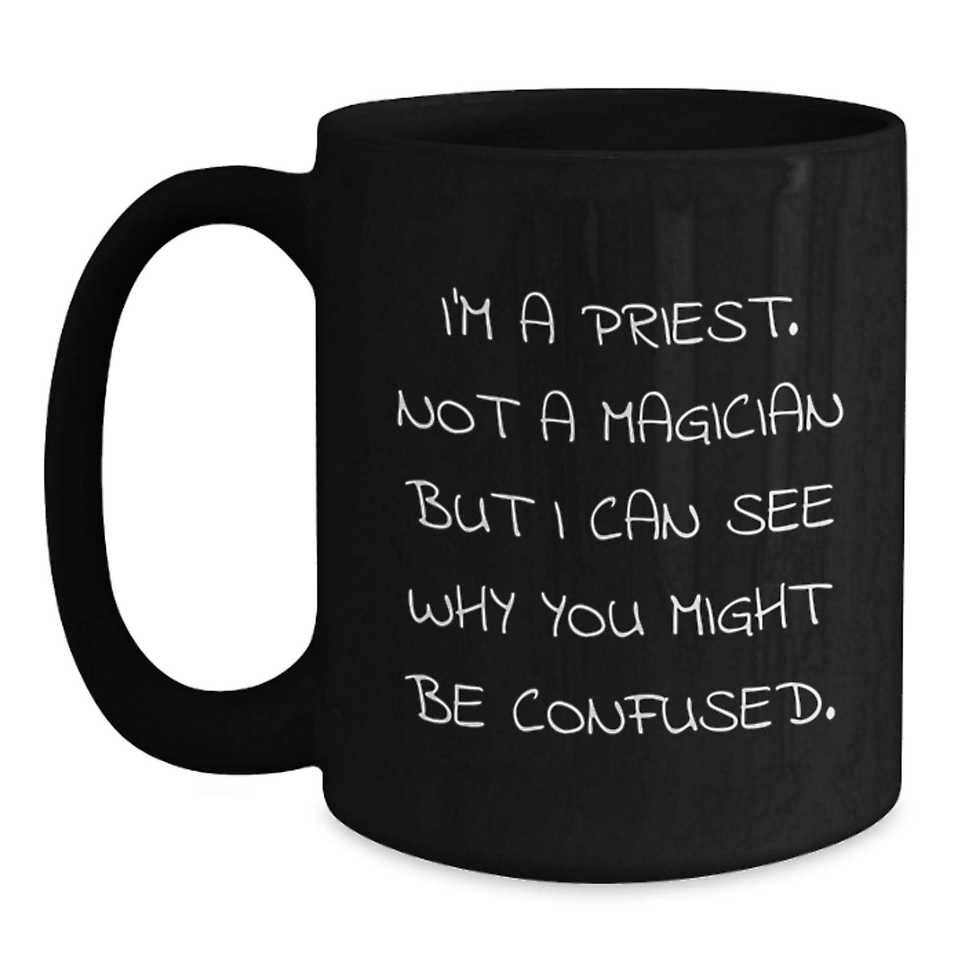 Priest Keepsake Black Coffee Mug for Him 11oz Ceramic Birthday Gift - Main