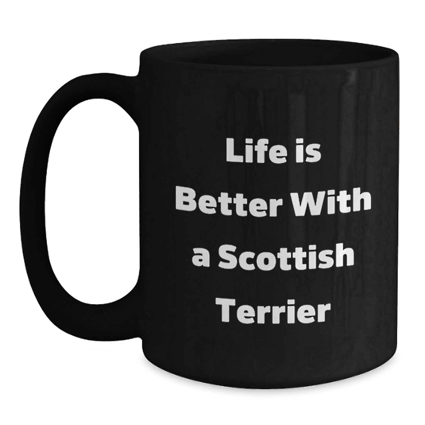 Scottish Terrier Dog Lovers Gifts from Friends to Family with Funny Quote Black Coffee Mug, Perfect for Graduation Unique Gifts - Main