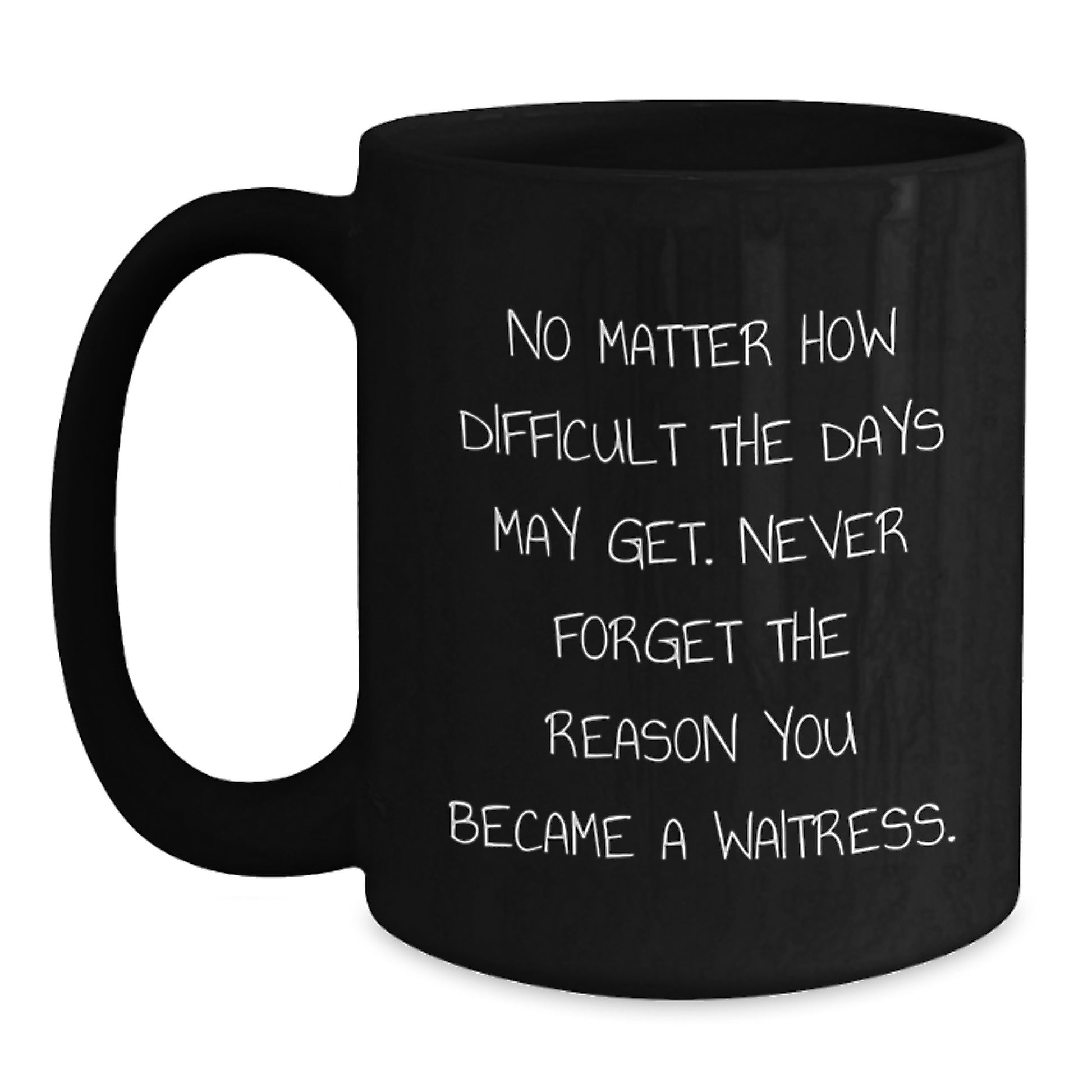 Funny Waitress Gifts for Friends from Family on Christmas Unique, Inspirational Quotes Black Coffee Mug, 11oz or 15oz, Microwave and Dishwasher Safe - Main