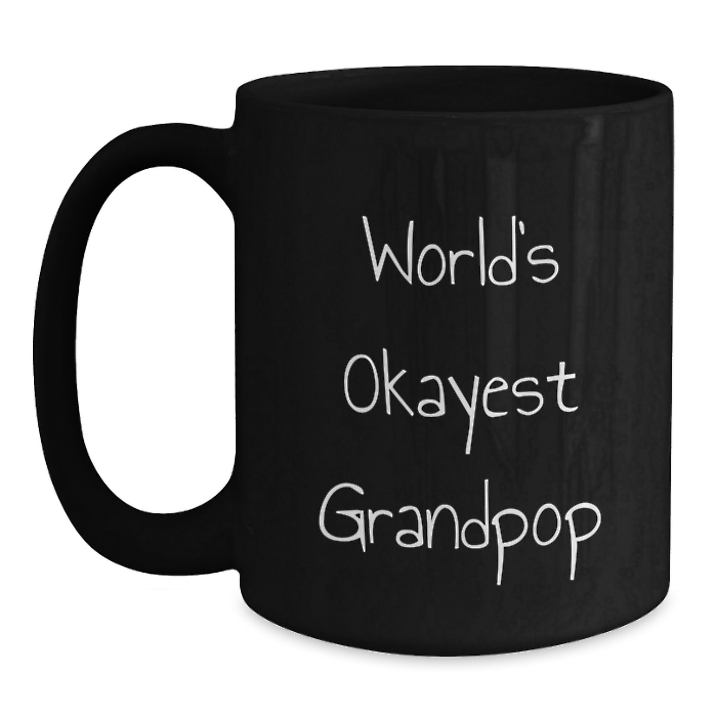 Funny Grandpop Gifts for Men, Black Coffee Mug, 'World's Okayest' Quote, Unique Birthday Unique Gifts from Family - Main