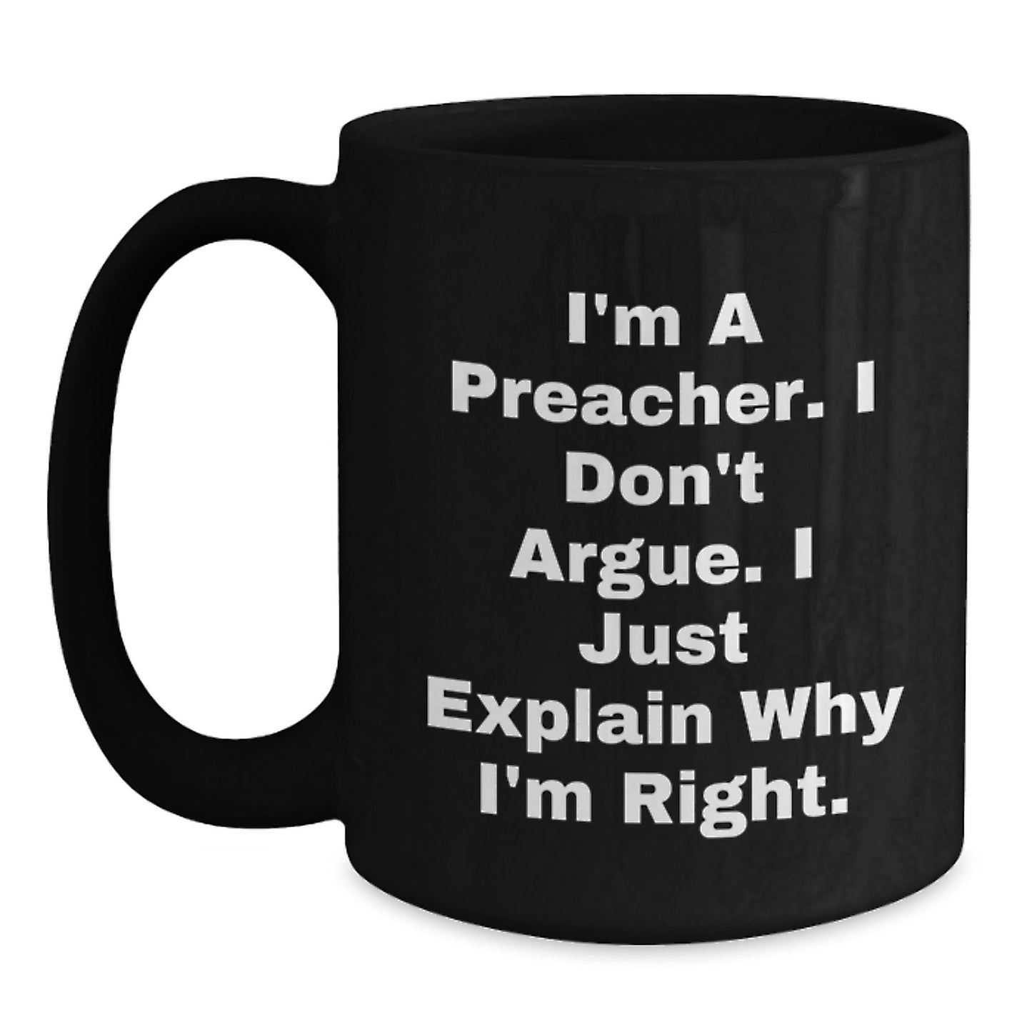 Preacher Humor Gifts from Friends for Preacher, Inspirational Black Coffee Mug, Funny Graduation Unique Gifts - Main