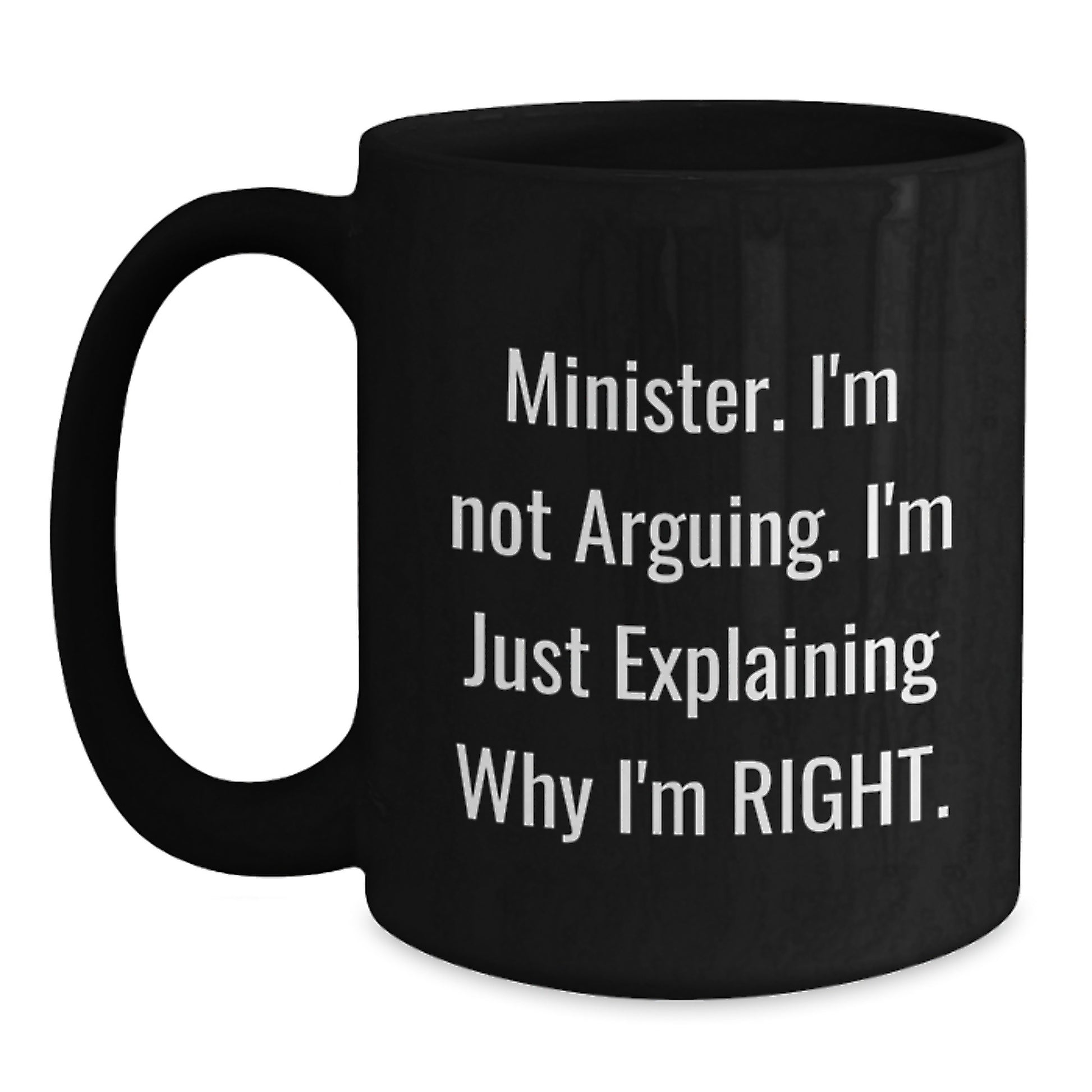 Minister Humor Black Coffee Mug Gifts from Friends, Cute Birthday Unique Gifts for Minister - Main