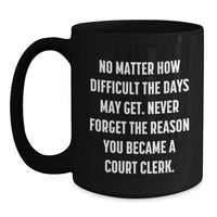 Load image into Gallery viewer, Funny Court Clerk Christmas Unique Gifts from Friends and Family - Black Coffee Mug - Never Forget the Reason You Became a Court Clerk - Main
