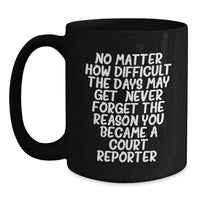 Load image into Gallery viewer, Court Reporter Inspirational Christmas Unique Gifts from Friends to Court Reporters, Black Coffee Mug, Never Forget the Reason - Main
